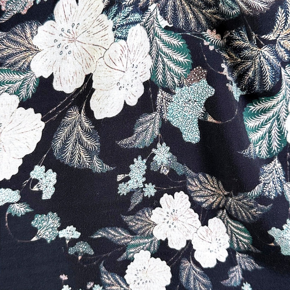 Love Johnny Was Black Floral V-Neck Bell Sleeve Mini Dress XL Boho Over-Size - Picture 9 of 14